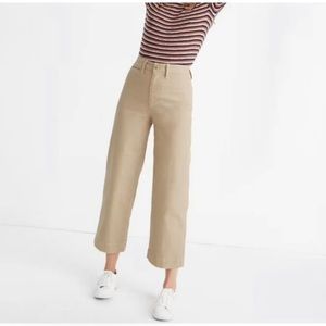 Madewell Emmett Wide-Leg Crop Pants in Khaki Size 30
